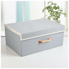 Короб для хранения с крышкой 43х30,5х18,5 см "Франческа", цвет серо-голубой 3692701 Сима ленд