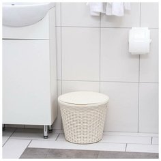 Корзина для белья круглая с крышкой 15 л, 32х32х27 см "Ротанг", цвет слоновая кость 5451253 Violet