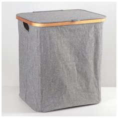 Корзина для белья с крышкой "Минимал" 40х33х45,5 см, серая 4333601 Сима ленд