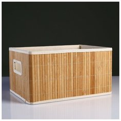 Короб складной для хранения, 20х38 см Н 23 см, бамбук, подкалдка, ткань 4822636 Сима ленд