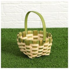 Корзина плетеная, зеленая, 16,5×9,5×20 см, шпон 2760353 Сима ленд