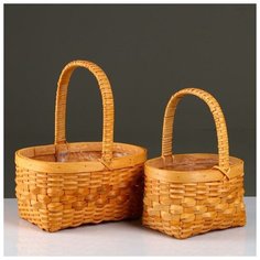 Набор корзин плетеных, секвойя, 27х19х13,5/32 см, 20,5х14,5х12,5/27 см, 2 шт., натуральный 5413430 Сима ленд