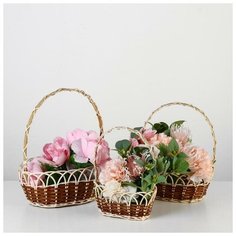 Набор корзин, 3 шт, 17×23×10/30, 14×17×9/28, 9×14×7/25 см, ротанг 4501513 Сима ленд