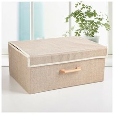 Короб для хранения с крышкой 43х30,5х18,5 см "Франческа", цвет бежевый 3692700 Сима ленд