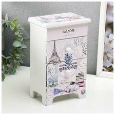 Шкатулка дерево комод 2 ящика "Эйфелева башня, лаванда" 18,5х11,5х7,5 см 5166264 Сима ленд