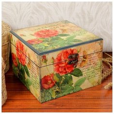 Шкатулка дерево лак "Любовь в письмах" 16,5х16,5х12 см 2273913 Сима ленд