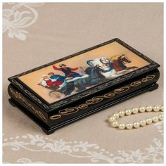 Шкатулка - купюрница «Тройки», 8,5×17см, лаковая миниатюра 2431086 Сима ленд