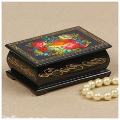 Шкатулка «Пионы с лесными цветами», 6×9 см, лаковая миниатюра 2314234 Сима ленд