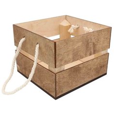 КО-1 Деревянная заготовка из фанеры Кашпо с ручками 15,6*15*12см (дуб) Astra & Craft