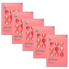 Holika Holika Набор освежающих тканевых масок для лица с экстрактом клубники Pure Essence Mask Sheet Strawberry 20 мл*5 шт