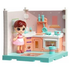 Игровой набор ABtoys Модульный домик (собери сам), 1 секция. Мини-кукла на кухне, в наборе с аксессуарами