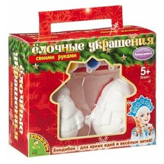 Набор для творчества Bondibon"Ёлочные украшения" Дед Мороз 5,6*4,9*7,5см, Снеговик 6,5*5,1*7,5см