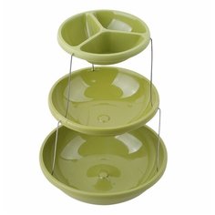 Фруктовница менажница трёхъярусная, этажерка, 28х28х8 см, цвет зеленый, Kitchen Angel KA-BOWL1-01