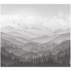 Фотообои Горы в серых тонах/ Красивые уютные обои на стену в интерьер комнаты/ 3Д расширяющие пространство/ На кухню в спальню детскую зал гостиную прихожую/ размер 300х270см/ Флизелиновые
