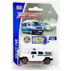 Модель металлической машины "МЧС" A6705 Fast Wheels, звук сирены, сигнализации, светятся мигалки, инерционная машинка Play Smart, 1:64, 8х3.5х3 см