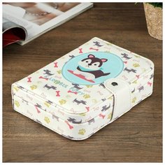Шкатулка кожзам для украшений "Щенок хаски" 5х20х14 см 3501687 Сима ленд