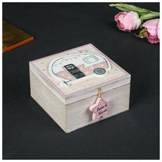 Шкатулка дерево "Прицеп" розовая 6,5х12х12 см 4566114 Сима ленд