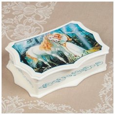 Шкатулка «Сюжет», белая, 25×16 см, лаковая миниатюра 2729865 Сима ленд
