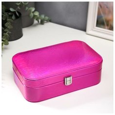 Шкатулка кожзам для украшений "Ледяные кристаллы" ярко-розовая 7х22,5х14,5 см 5129769 Сима ленд