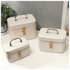 Шкатулка кожзам для косметики "Эйфелева башня" н-р 3 шт 16,5х15х23; 14х13х21; 10,5х10х18,5см 50438 Сима ленд