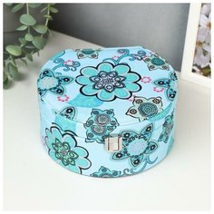 Шкатулка кожзам для украшений полукруг "Цветы-мехенди" 8х17х15 см 5187583 Сима ленд