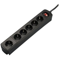 Сетевой удлинитель Hama H-137366 1.5м (6 розеток) черный (коробка)