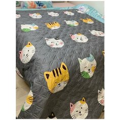 Покрывало стеганое из сатина 160/220, котики. Farfalina