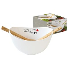 Салатник с ложками Easy Life Kitchen Elements в подарочной упаковке, фарфор, 28х16 см (EL-R1907_KITE)