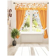 Тюль с ламбрекеном для кухни галант оранжевый арт. 2720179 (270х180 см 1 шт)