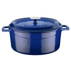 Чугунная кастрюля с крышкой LAVA LV Y TC 28 K2 B 6,71 л, синяя