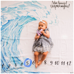 Многоразовые пеленки MamSi Фотопеленка муслиновый хлопок 120х120 лови волну 1 шт.