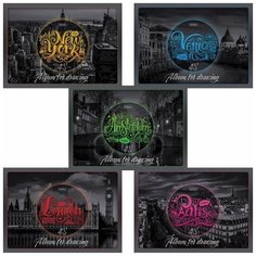 Альбом для рисования А4 48 л., скоба, выборочный лак, HATBER, 205х290 мм, "Города мира", 48А4вмВ