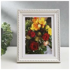 Фоторамка пластик 15х20 см (881S) белый с серебром 3807905 Сима ленд