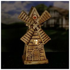 Садовая фигура-светильник "Мельница", под шамот, 40 см 6385427 Керамика ручной работы