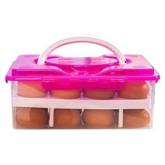 Контейнер для хранения яиц, 24 ячейки, цвет розовый, 25х18,5х11 см, Kitchen Angel KA-EGBX1-02