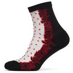 Носки женские с вышивкой "Встреча под цветочным дождем" Le Cabaret (огненно-красный; черный; прозрачный) р-р 36-40 1 пара