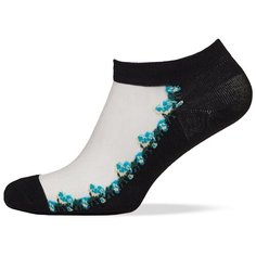 Носки женские укороченные "Таинственный сад" Le Cabaret (белый; черный; бирюзовый) р-р 36-40, 1пара