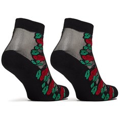 Носки женские с вышивкой "Встреча под цветочным дождем" Le Cabaret (ярко-красный; черный; зеленый) р-р 36-40 (1 пара)