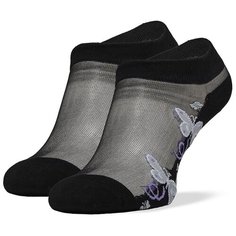 Укороченные женские носки с прозрачной вставкой "Воспоминания о лете" Le Cabaret (черный; серый) р-р 36-40 , 1 пара