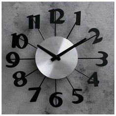Часы настенные, серия: Интерьер, "Большие цифры", чёрные, d=31 см 3014809 Сима ленд