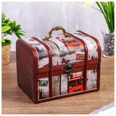 Шкатулка дерево сундучок "Путешествие по Европе" 15х20х15 см 2746334 Сима ленд