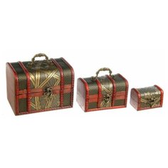 Шкатулка сундучок "Листва" (набор 3 шт) 13х13,2х18 см 660185 Сима ленд