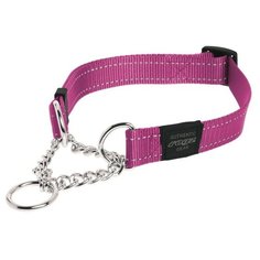 Ошейник 5513м fresh line 30 мм полуудавка с 3 кольцами, капрон, светоотражающая нить длина 50-60 см малиновый новинка Zo Oexpress