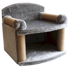 81158 комплекс трон 4 когтеточки мех однотонный джут 43*48*46 см Zo Oexpress