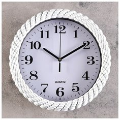 Часы настенные, серия: Классика, "Плетёнка", круг, белые, 25.5х25.5х4 см 3244726 Сима ленд