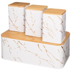 НАБОР ХЛЕБНИЦА 2 В 1 Agness 34*18*12, 5 см, БАНКА ДЛЯ СЫПУЧИХ ПРОДУКТВ 10*10*14 см 3 шт Agness 790-238