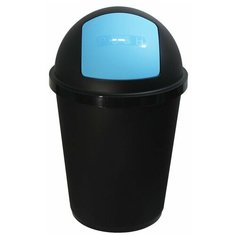 Контейнер для мусора из полипропилена, 40 л. Италия. Цвет-черный с бирюзовой крышкой PUSH Bagno & Associati