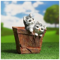 Фигурное кашпо "Ящик с котятами" Н-21см, D-13см 1134651 Хорошие сувениры