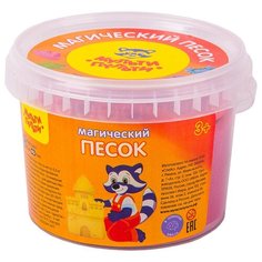 Кинетический песок Мульти-Пульти Магический с 2 формочками, малиновый, 0.5 кг, пластиковый контейнер
