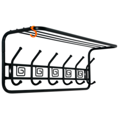 ВСПА 203 Ч Вешалка "Ажур" с полкой 80 см, с 7-ю крючками, настенная, цвет черный ЗМИ